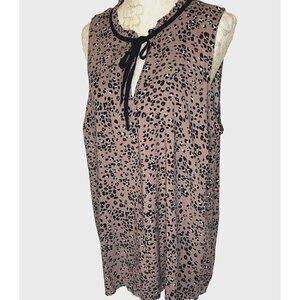 Torrid sz 2 Leopard Print 18/20 2X Sleeveless Tunic Tie Front Deep V Opening